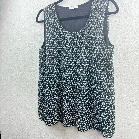 Pleione Floral Pleated Sleeveless Blouse - Size S - Picture 2 of 5